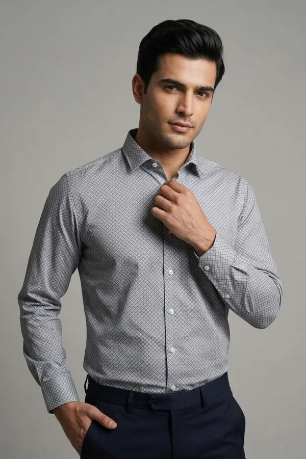 23_Cf_Dark_Blue_Print_Slim_Fit_Shirt