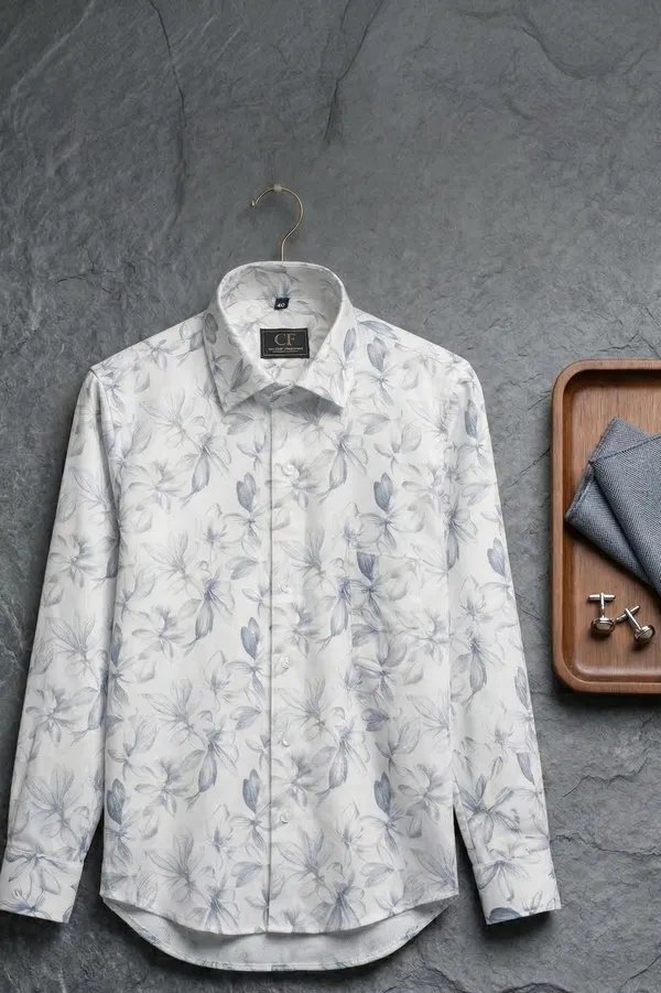 15_Cf_Structure_Print_Gray_Slim_Fit_Shirt