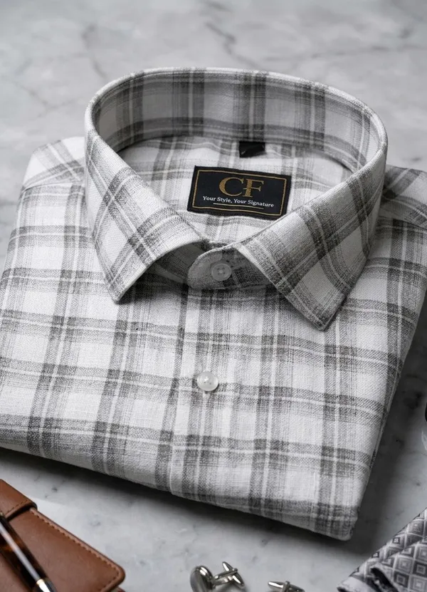 13_Cf_Dobby_Checks_Green_Slim_Fit_Shirt