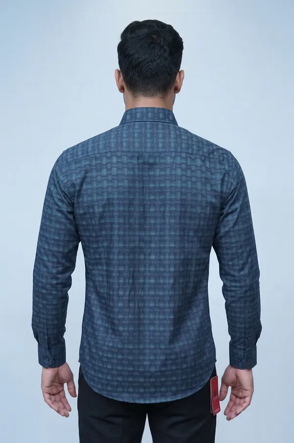 35_Cf_Dobby_Green_Blue_Checks_Slim_Fit_Shirt