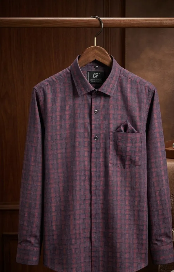 36_Cf_Dobby_Checks_Maroon_Navy_Blue_Slim_Fit_Shirt