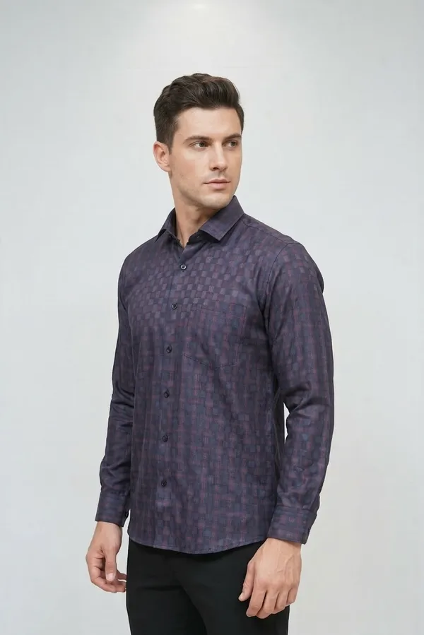 36_Cf_Dobby_Checks_Maroon_Navy_Blue_Slim_Fit_Shirt