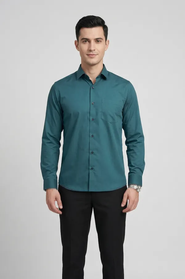 31_Cf_Twill_Solid_Peacock_Green_Slim_Fit_Shirt