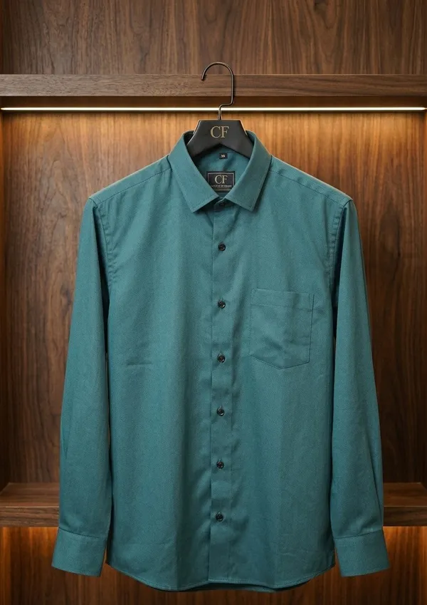 31_Cf_Twill_Solid_Peacock_Green_Slim_Fit_Shirt