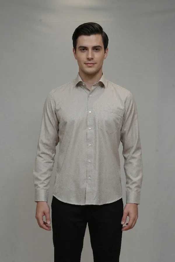 09_Cf_Solid_Dobby_Beige_Slim_Fit_Shirt