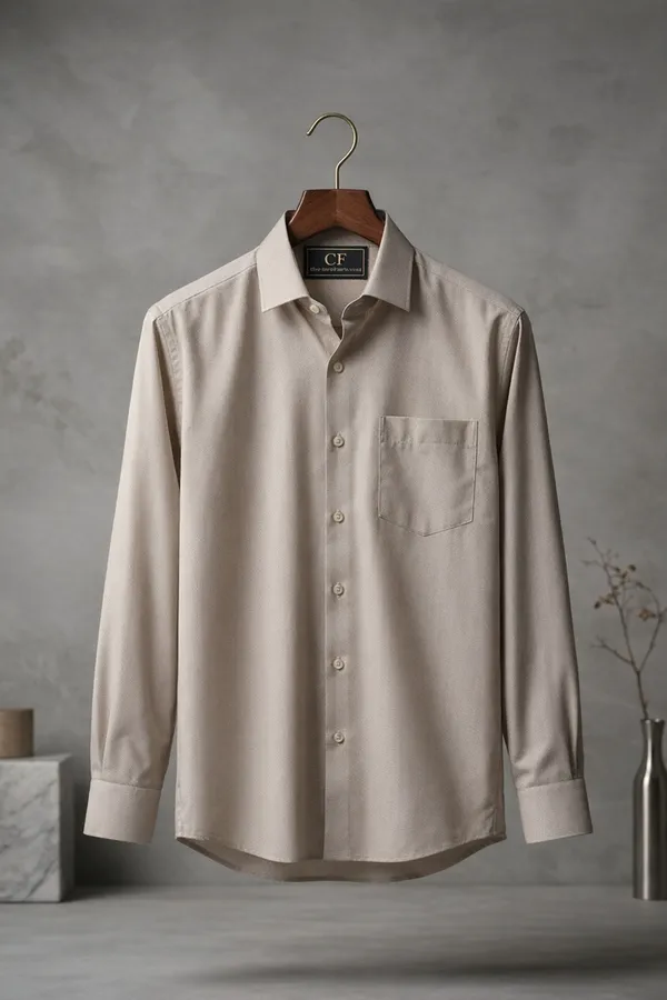 09_Cf_Solid_Dobby_Beige_Slim_Fit_Shirt