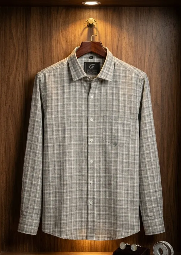 06_Cf_Light_Gray_Check_Slim_Fit_Shirt