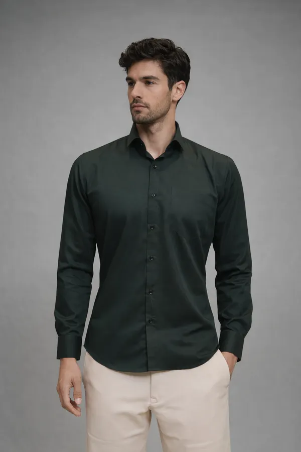 32_Cf_Solid_Twill_Green_Slim_Fit_Shirt