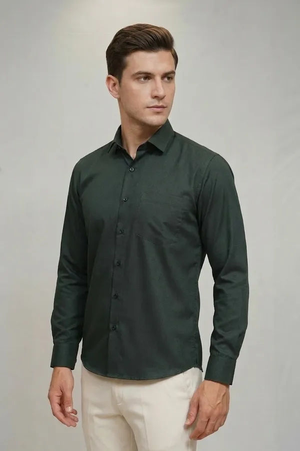 32_Cf_Solid_Twill_Green_Slim_Fit_Shirt