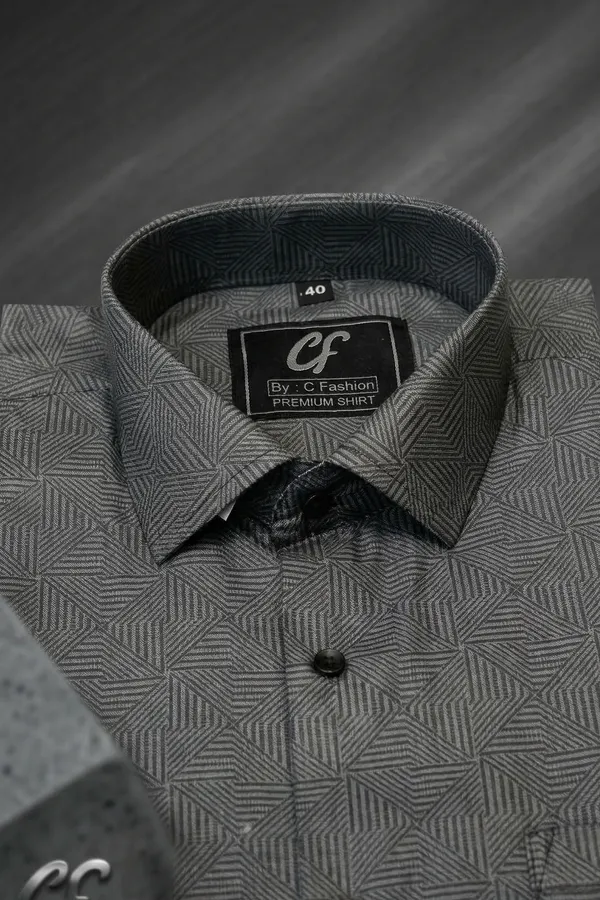 16_Cf_Dark_Green_Print_Slim_Fit_Shirt
