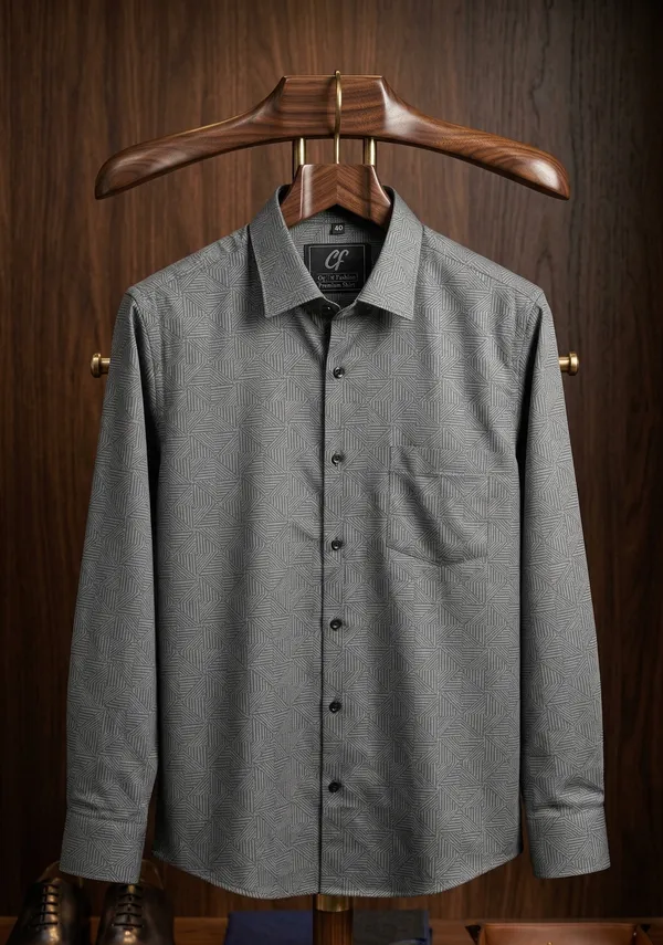 16_Cf_Dark_Green_Print_Slim_Fit_Shirt