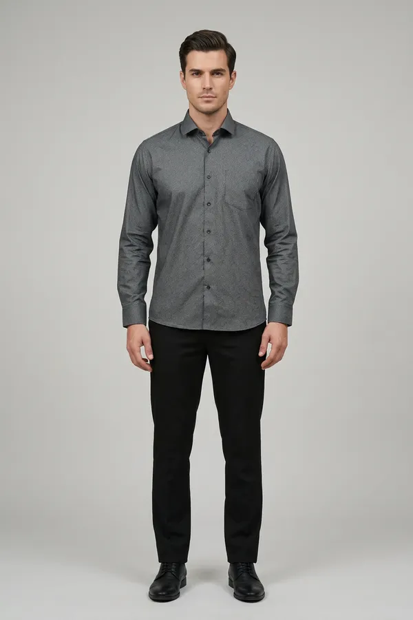 16_Cf_Dark_Green_Print_Slim_Fit_Shirt