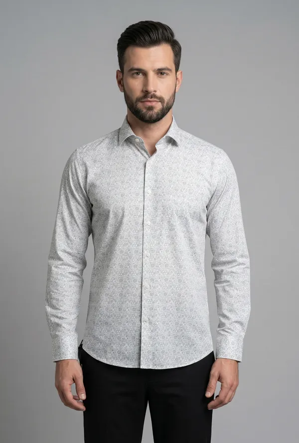 21_Cf_Gray_Beige_Printed_Slim_Fit_Shirt