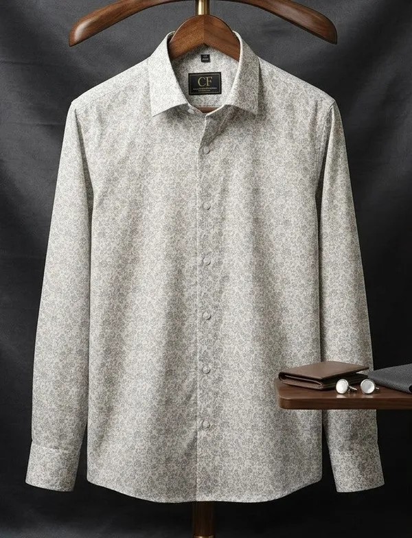21_Cf_Gray_Beige_Printed_Slim_Fit_Shirt
