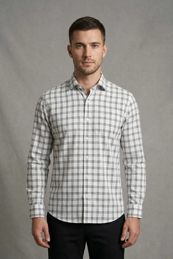 05_Cf_White_Black_Check_Slim_Fit_Shirts