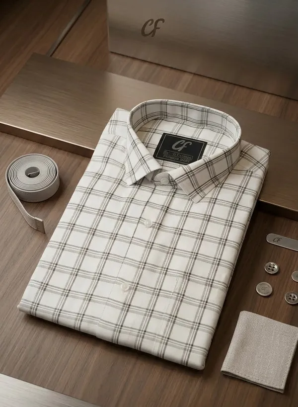 05_Cf_White_Black_Check_Slim_Fit_Shirts