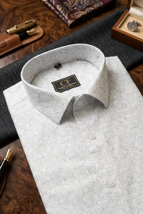 43_Cf_Satin_Print_Silver_Slim_Fit_Shirt