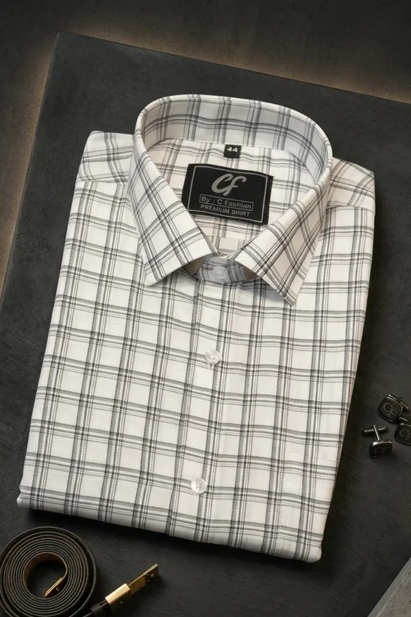 44_Cf_Dobby_Checks_Gray_With_Navy_Blue_Slim_Fit_Shirt