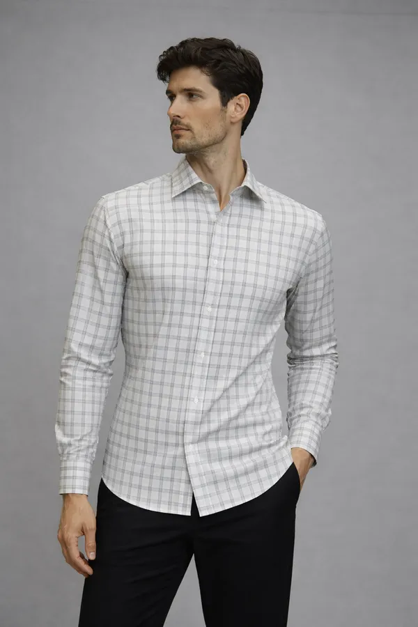 44_Cf_Dobby_Checks_Gray_With_Navy_Blue_Slim_Fit_Shirt
