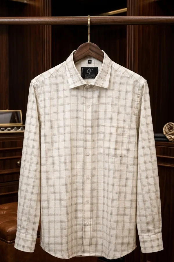 46_Cf_Jecord_Light_Brown_Checks_Slim_Fit_Shirt