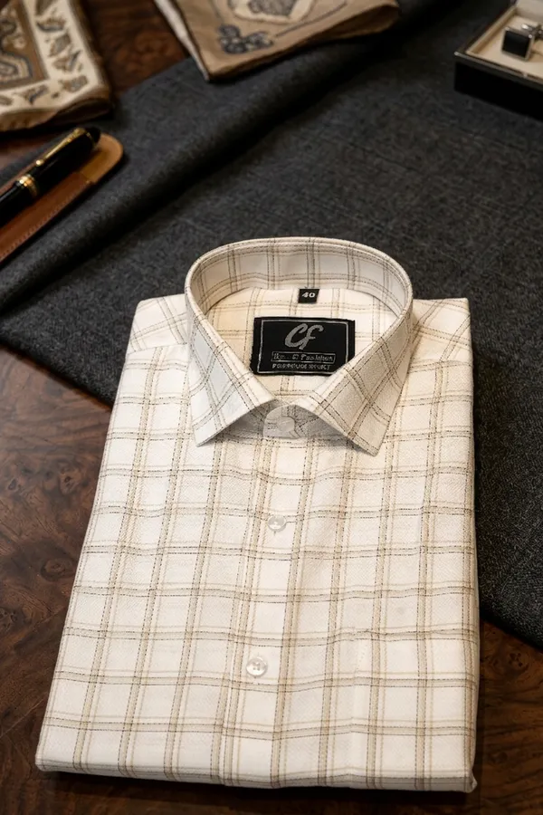 46_Cf_Jecord_Light_Brown_Checks_Slim_Fit_Shirt