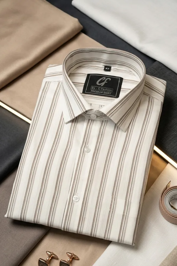 48_Cf_Jecord_Stripe_Brown_With_Black_Slim_Fit_Shirt