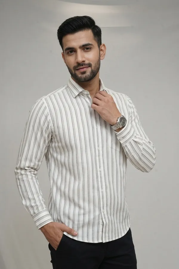 48_Cf_Jecord_Stripe_Brown_With_Black_Slim_Fit_Shirt