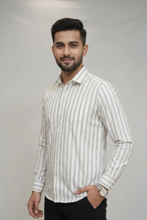 48_Cf_Jecord_Stripe_Brown_With_Black_Slim_Fit_Shirt