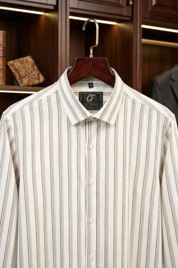 48_Cf_Jecord_Stripe_Brown_With_Black_Slim_Fit_Shirt