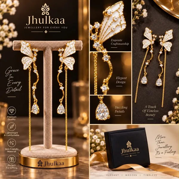 Gold_Stainless_Steel_Butterfly_Chain_Drop_Earrings_For_Women