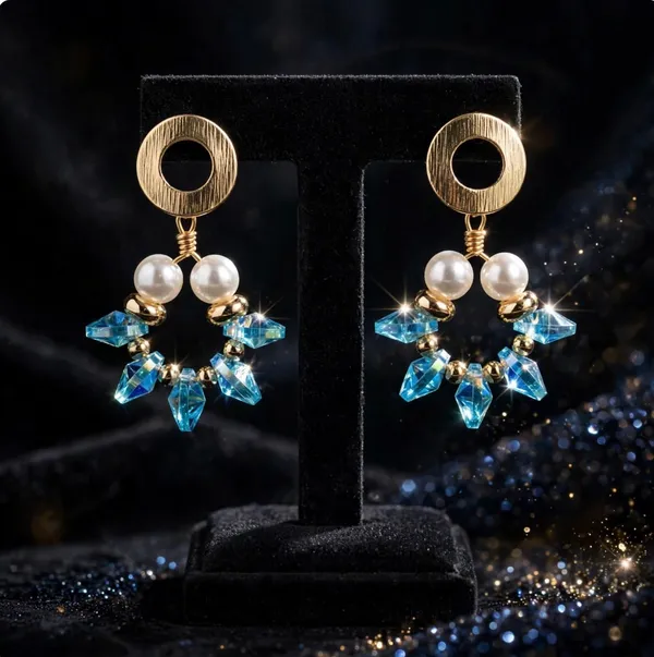 Gold_And_Sky_Blue_Pearl_Beaded_Drop_Earrings_For_Women
