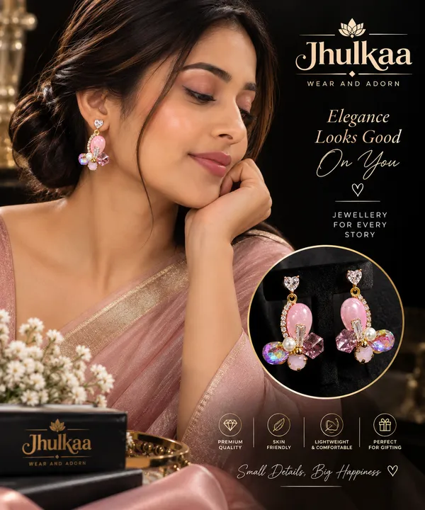Pink_Heart_Floral_Crystal_Drop_Earrings_For_Women