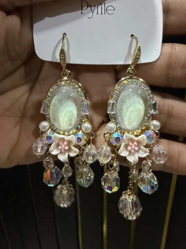 Multicolour_Stainless_Steel_Crystal_Floral_Chandelier_Earrings_For_Women