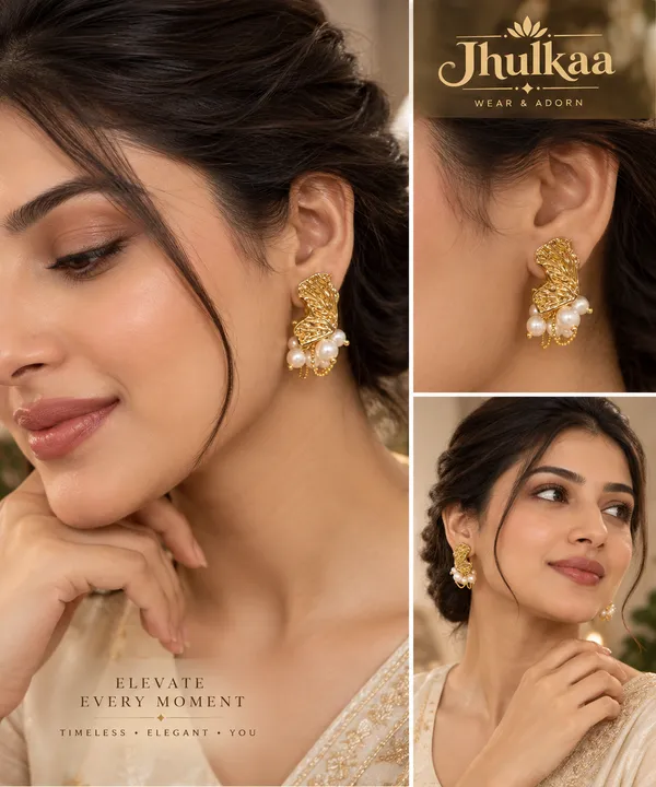 Gold_Textured_Pearl_Drop_Earrings_For_Women