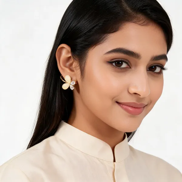 Gold_Cream_Floral_Crystal_Drop_Earrings_For_Women