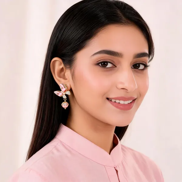 Pink_Floral_Pearl_Drop_Earrings_For_Women