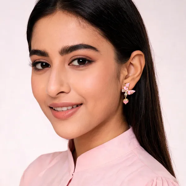 Pink_Floral_Pearl_Drop_Earrings_For_Women