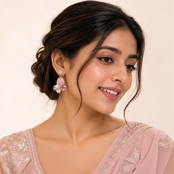 Pink_Heart_Floral_Crystal_Drop_Earrings_For_Women