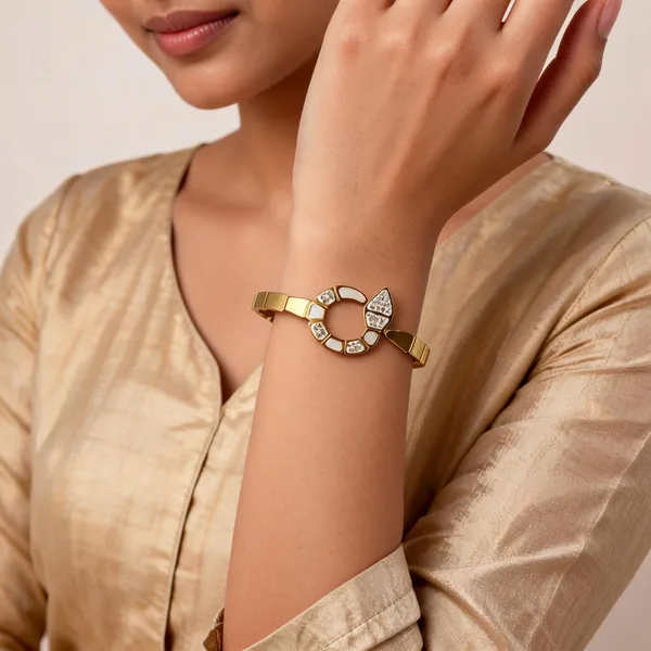 Gold_Stainless_Steel_Stone_Embellished_Open_Cuff_Bracelet_For_Women