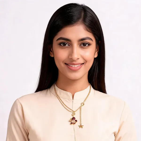 Gold_Stainless_Steel_Layered_Floral_Crystal_Pendant_Necklace_For_Women
