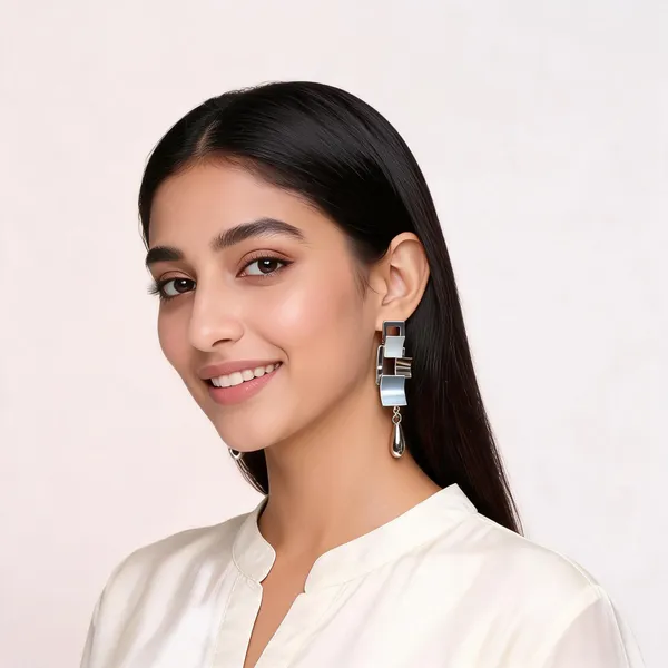 Silver_Geometric_Rectangular_Drop_Earrings_For_Women