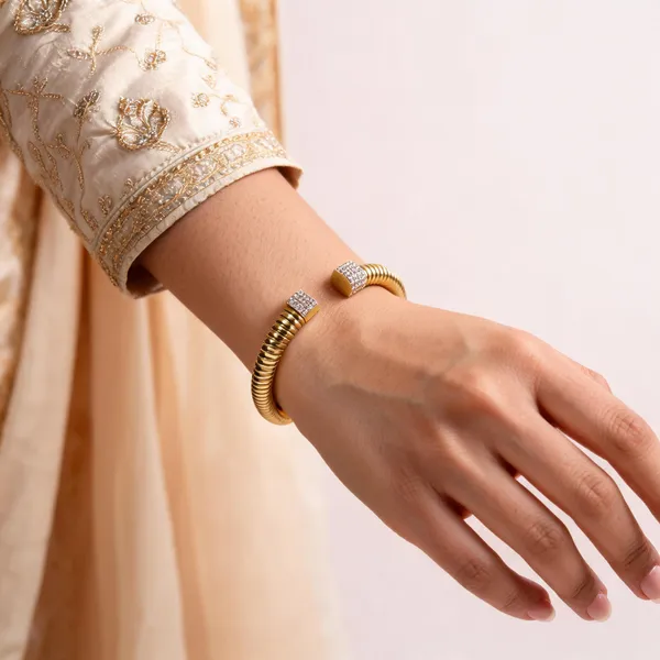 Gold_Stainless_Steel_Textured_Open_Cuff_Bracelet_For_Women