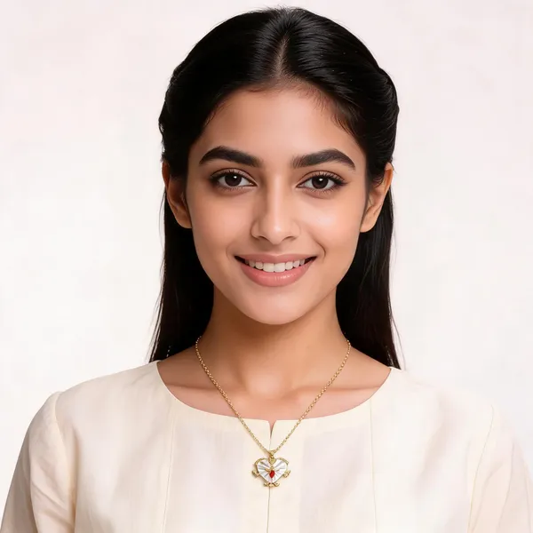 Gold_Stainless_Steel_Floral_Heart_Pendant_Necklace_For_Women