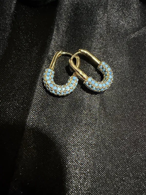 Gold_And_Sky_Blue_Turquoise_Stone_Hoop_Earrings_For_Women