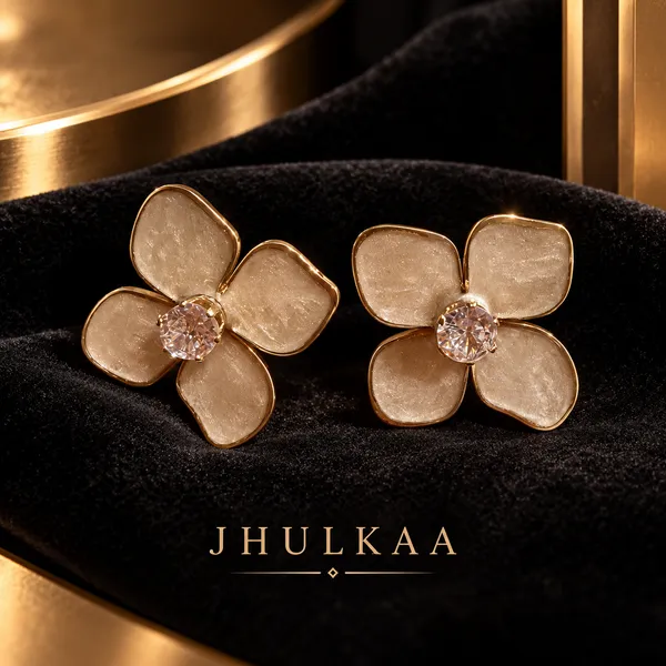 Gold_Floral_Petal_Stud_Earrings_For_Women