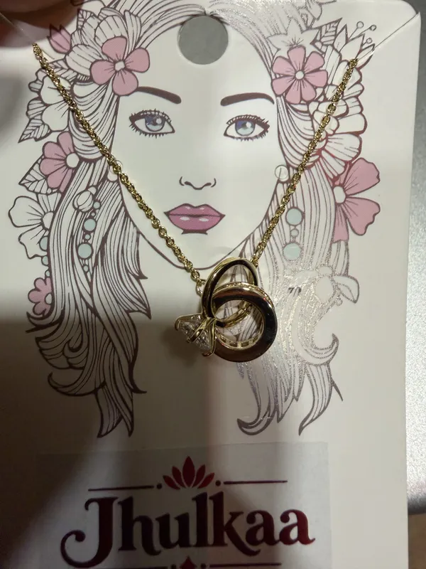 Gold_Stainless_Steel_Interlocking_Ring_Cluster_Pendant_Necklace_For_Women