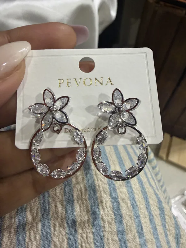 Silver_Stainless_Steel_Floral_Hoop_Crystal_Drop_Earrings_For_Women
