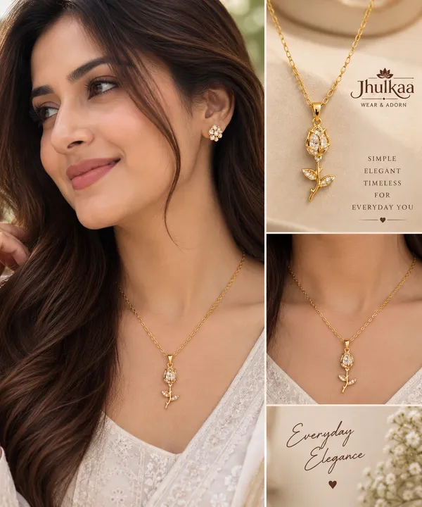 Gold_Stainless_Steel_Floral_Stone_Pendant_Necklace_For_Women