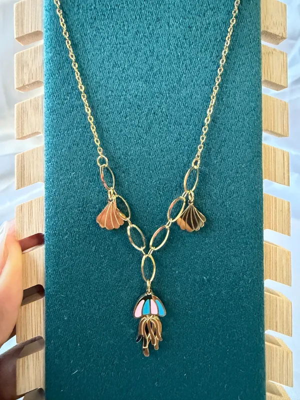 Gold_Stainless_Steel_Floral_Link_Pendant_Necklace_For_Women