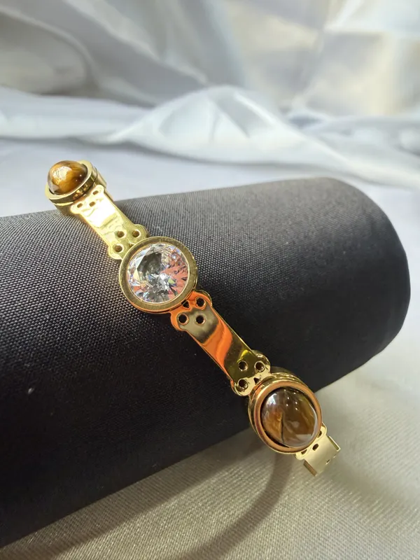 Gold_Stainless_Steel_Faceted_Crystal_Link_Bracelet_For_Women